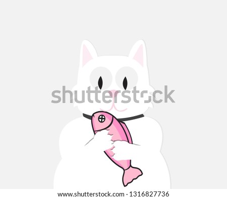 White Cat with fish