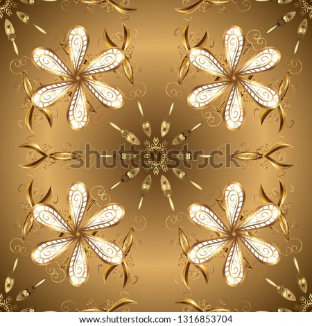 Traditional orient ornament. Classic vintage background. Seamless classic vector golden pattern. Golden pattern on beige and brown colors with golden elements.