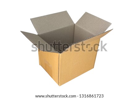 Cardboard boxes on white background .