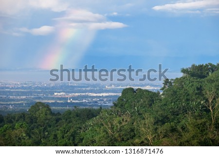 Rainbow Landscape From Forest Highlands of Tagaytay, Batangas, Philippines