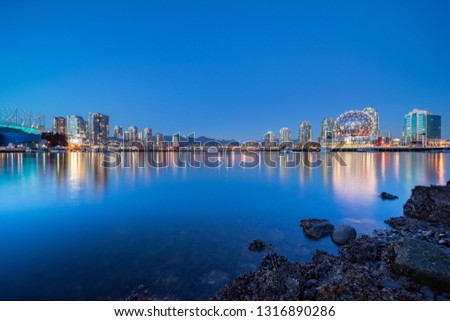 vancouver skyline at night, canada.