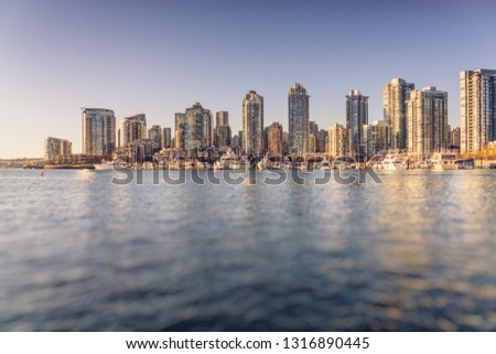 skyline in susnet, downtown, vancouver, canada.