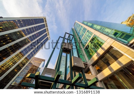 low angle view of skyscrapers, downtown, vancouver,canada.