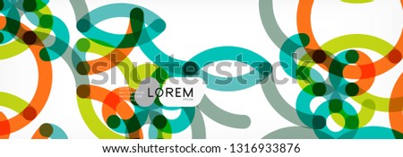 Curly lines abstract background, color overlapping linear texture, vector illustration