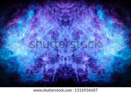 abstract fractal background . Fantasy  blue and pink smoke abstract on black background. 
