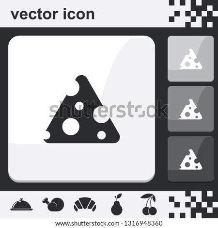 Cheese flat set of buttons vector icon.
