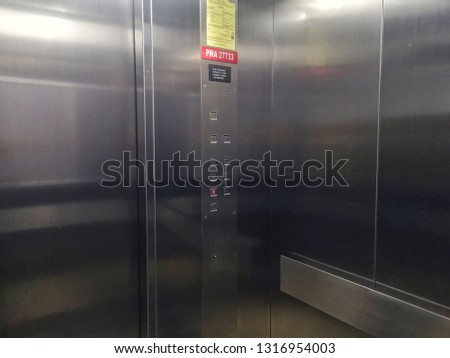 A view of inside elevator or passenger hoist 