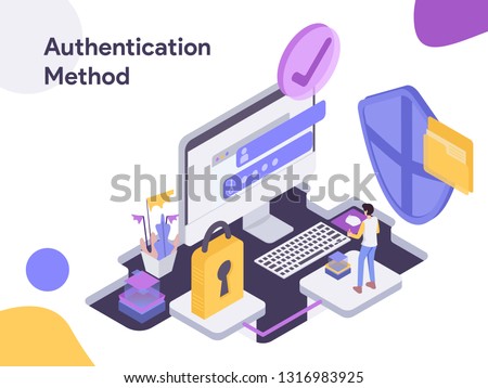 Online Shopping Authentication Method illustration. Modern flat design style for website and mobile website.Vector illustration