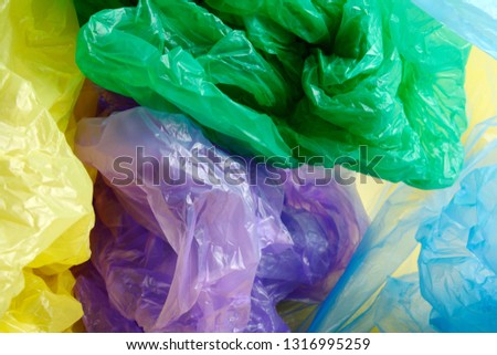 Many colorful plastic bags