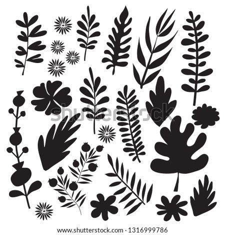 Big set of flowers and herbs. Vector collection leaf. Hand Drawn vintage floral elements.Perfect for wedding invitations and birthday cards.Universal templates collection for trendy design.