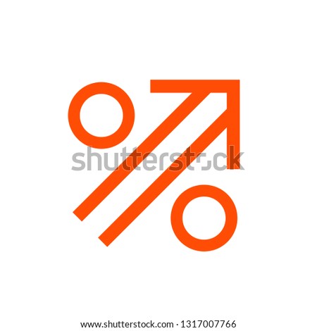Percent rising icon. Clipart image isolated on white background