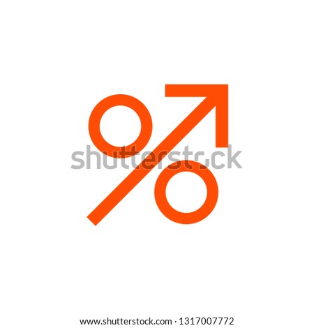Percent rising icon. Clipart image isolated on white background