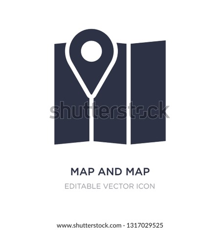map and map pointer icon on white background. Simple element illustration from Signs concept. map and map pointer icon symbol design.