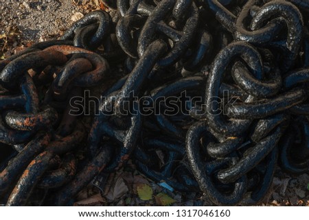 Large heavy anchor chain of a ship