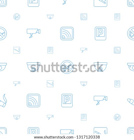 zone icons pattern seamless white background. Included editable line wi fi, no smoking, smoking area, Security camera, security camera, parking icons. zone icons for web and mobile.