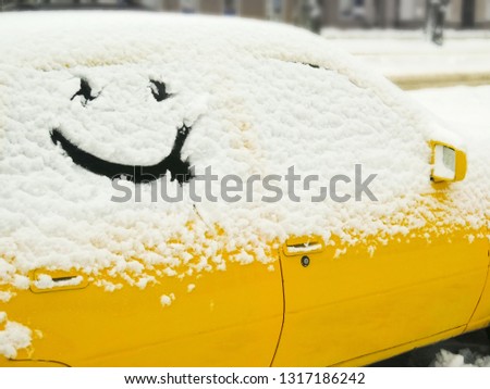 car in the winter. love background. Heart in the snow. Valentine's Day, Christmas and New Year
