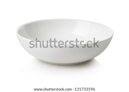 Empty white bowl isolated on white background Royalty-Free Stock Photo #131733596