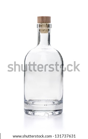 empty liquor bottle on a white background Royalty-Free Stock Photo #131737631