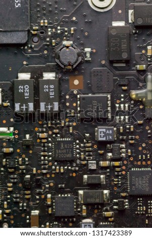 Various microchips in the computer