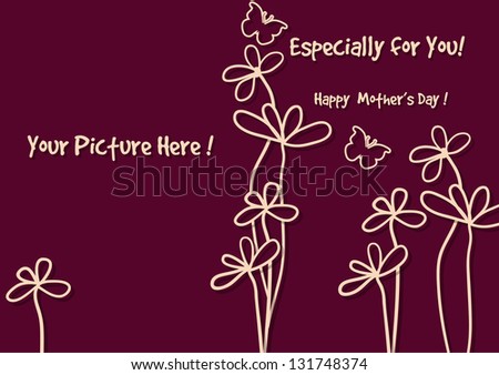 Creative vector greetings card with flowers and butterfly