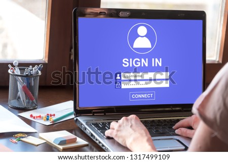 Laptop screen displaying a sign in concept