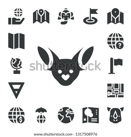 africa icon set. 17 filled africa icons.  Simple modern icons about  - Globe, Map, Fennec, Earth, Earth globe, Flag, World, Elephant, Rhino