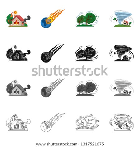 Vector illustration of natural and disaster symbol. Set of natural and risk stock symbol for web.