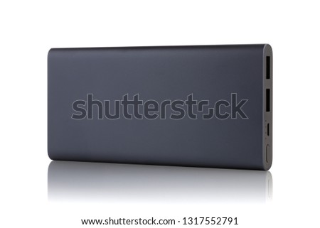 Power Bank on a white background. External battery for recharging isolated on white background. Royalty-Free Stock Photo #1317552791