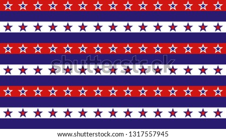 4th of July Stars Grunge Abstract Seamless Pattern, colored as USA Flag. Vector Illustration of Stars Grunge Background for Celebration Holiday American President Day, memorial day