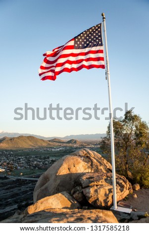 Mountain Top American Flag at Sunrise 