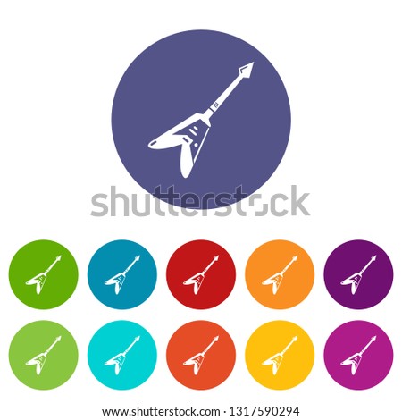 Electric guitar icons color set vector for any web design on white background