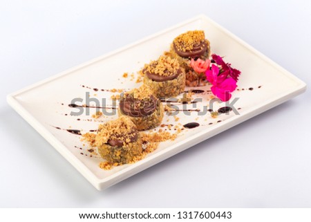 sweet japanese sushi roll isolated on white background - picture
