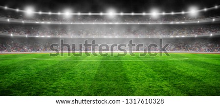  Stadium with the bright lights and green grass