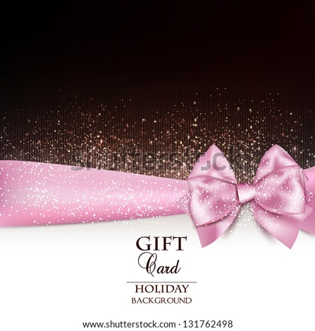 Gorgeous holiday background with pink bow and copy space. Vector illustration