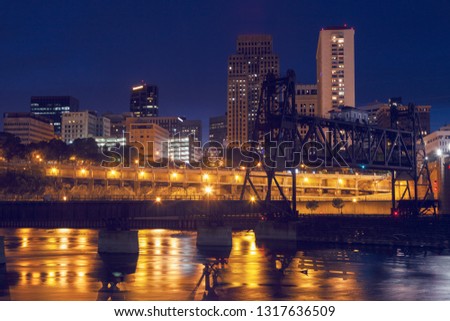 Panorama of St. Paul at night. St. Paul, Minnesota, USA.