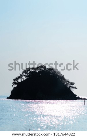 silhouette of a large island