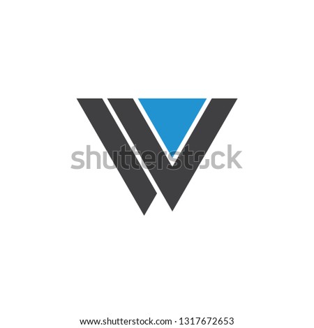 letter vw triangle geometric logo vector