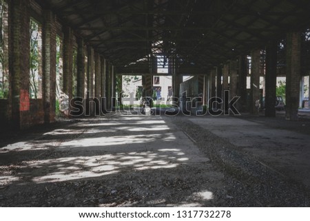  old abandoned industrial building interior 