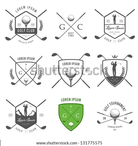 Set of vintage golf labels, badges and emblems Royalty-Free Stock Photo #131775575