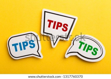 Tips speech bubble isolated on the yellow background.