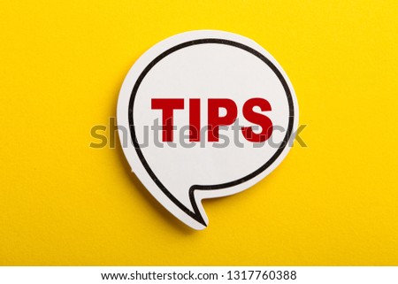 Tips speech bubble isolated on the yellow background.