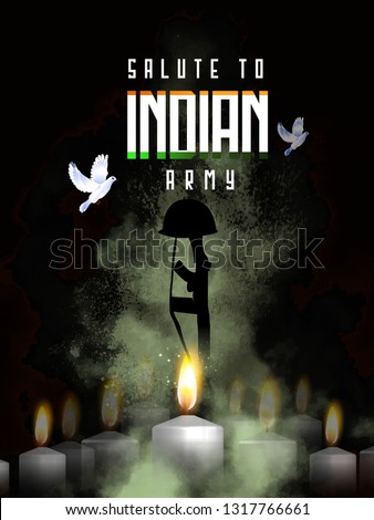 Vector illustration of Poster for salute indian army, amar jyoti, amar jawan and creative design illustration with brush stock