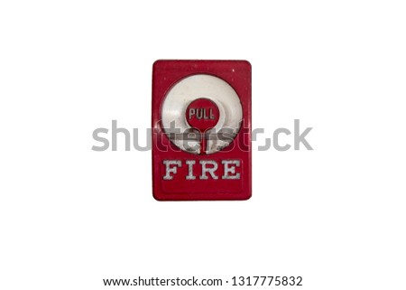 Fire alarm switch isolated on white background.