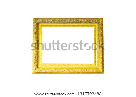 Frame gold vintage on white background isolated for text. Photo or design