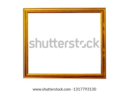 Frame gold on white background isolated for text. Photo or design