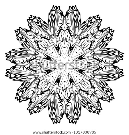 Decorative Ornament With Mandala. Home Decor Background. Vector Illustration. For Coloring Book, Greeting Card, Invitation, Tattoo. Anti-Stress Therapy Pattern. White, black.