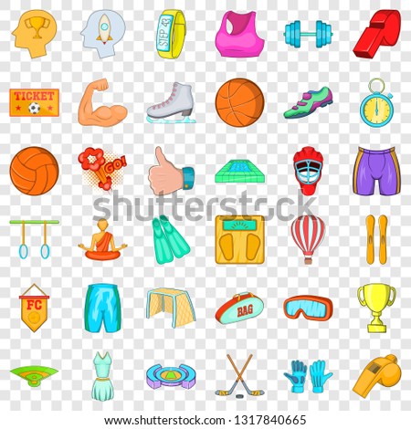 Healthy lifestyle icons set. Cartoon style of 36 healthy lifestyle vector icons for web for any design
