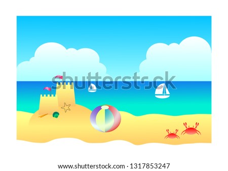 Beach sand and sky landscape background, Vector summer concept