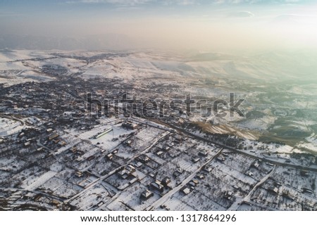 Beautiful drone shot of snowy hills