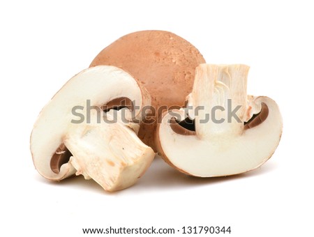 Common mushroom on white background Royalty-Free Stock Photo #131790344